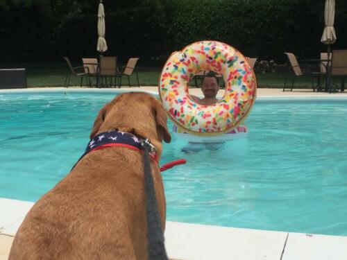 Kristen & John Schils Chewie Donut Pool